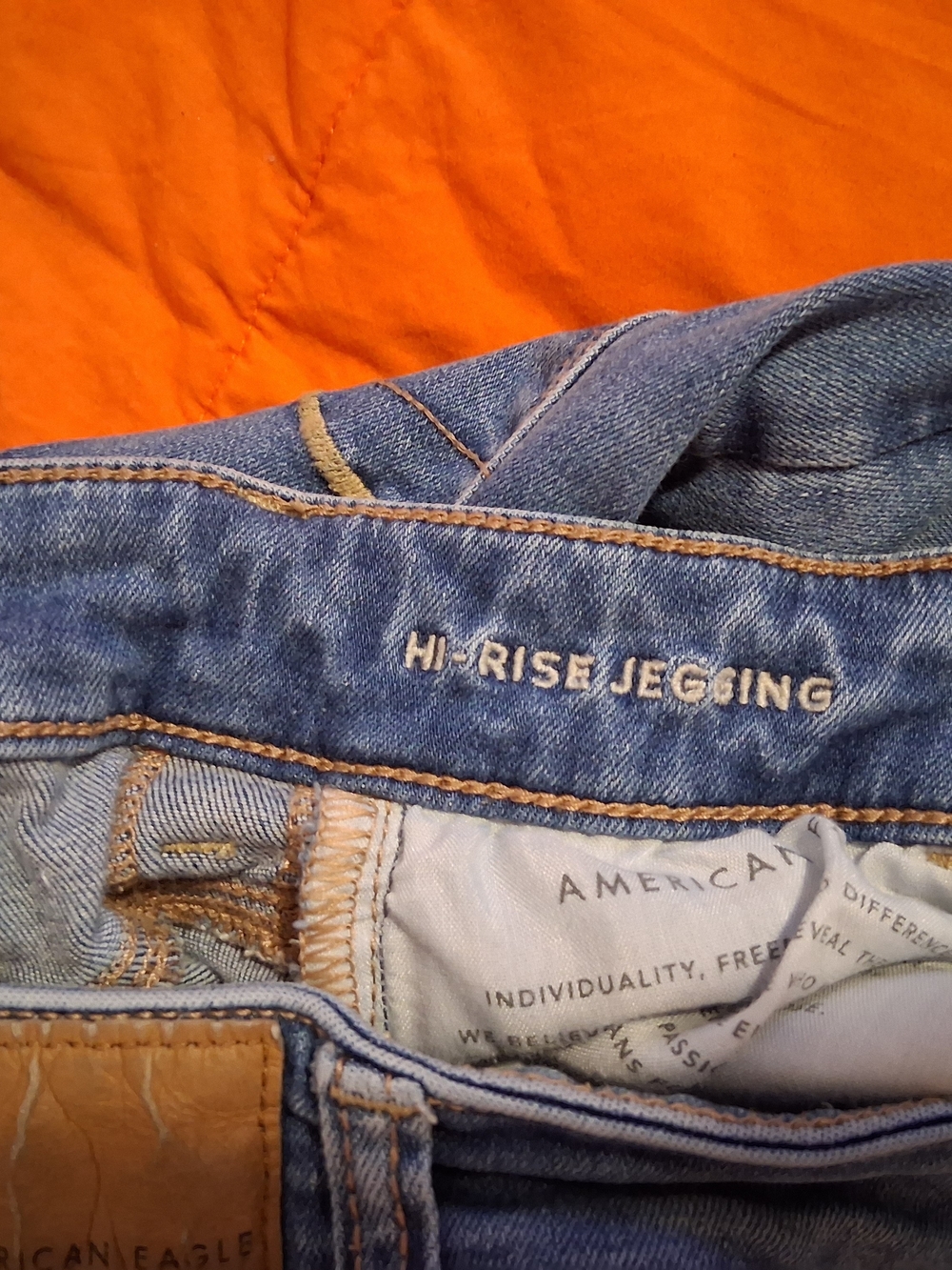 American Eagle Next Level Stretch Hi-Rise Jegging Blue Denim Jeans - Picture 8 of 9